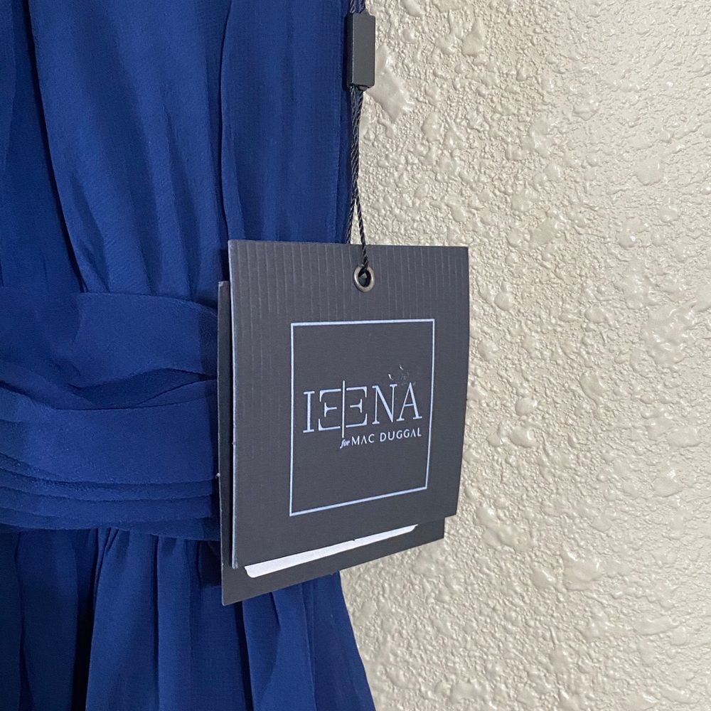 NWT Ieena for Mac Duggal Navy High Neck Chiffon Gown 55035 Size 6 - Picture 8 of 16